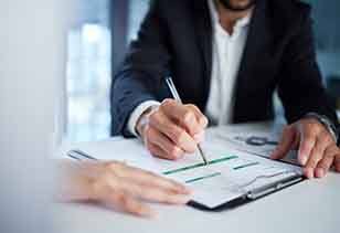 People go over paperwork