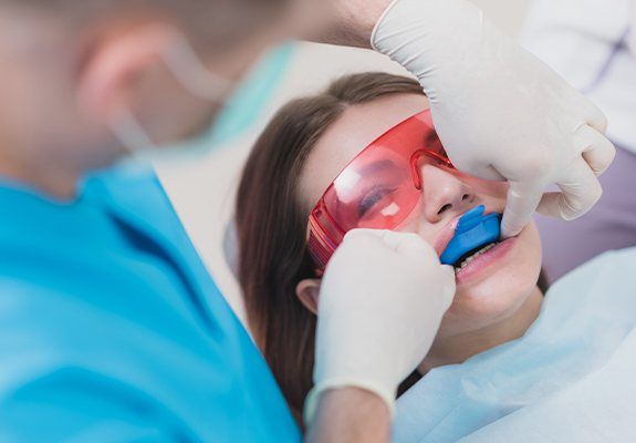 Patient receiving fluoride treatment