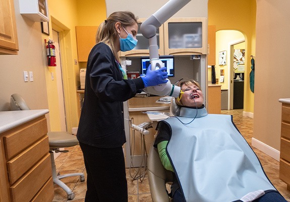 Dental team member capturing digital x-rays